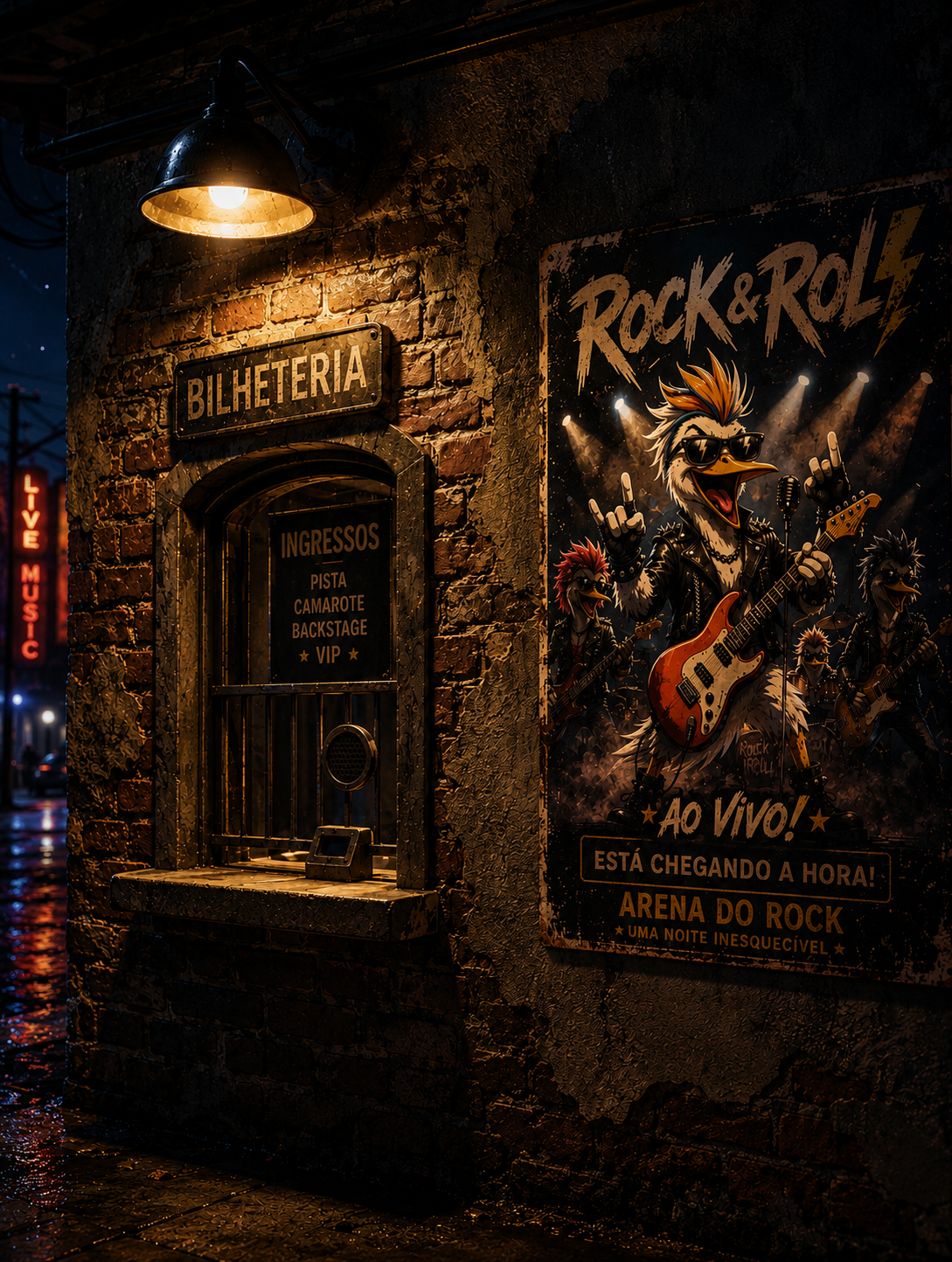 Cartaz Guará Rock Show aplicado próximo à bilheteria